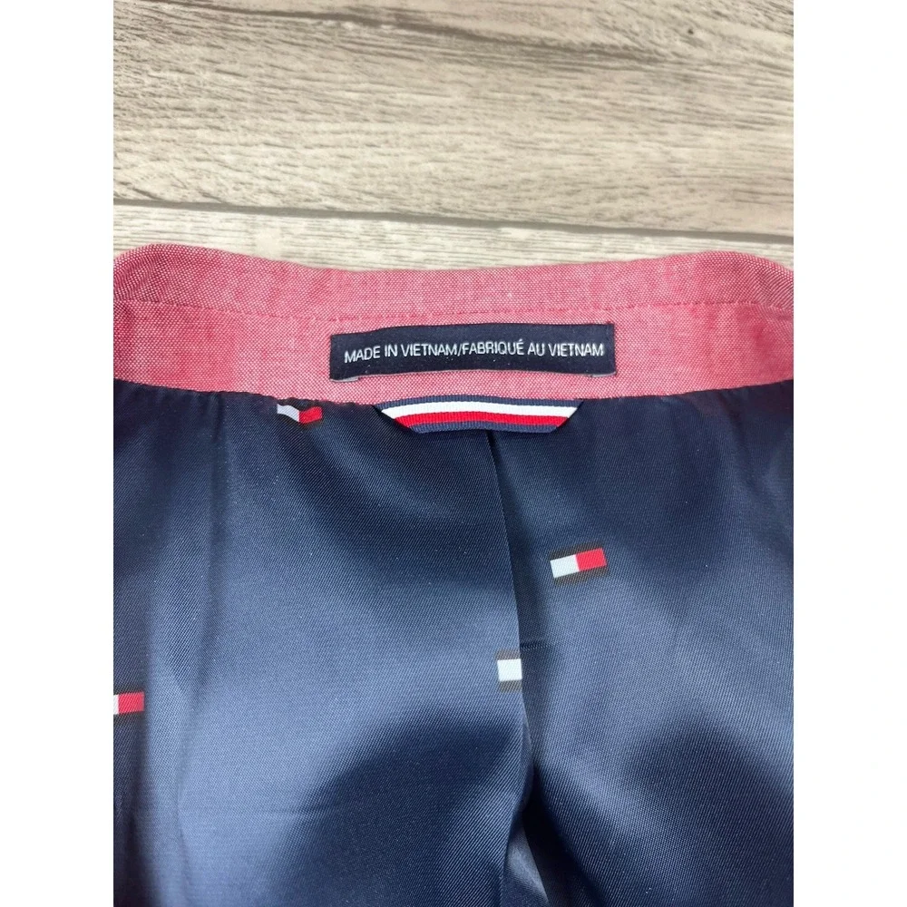 Tommy Hilfiger Suit Jacket Men's Sz 48L Pink Red Salmon Modern Fit Chambray NWT